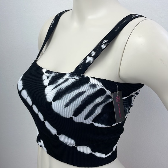 NWT • Black/White Tie Dye Tube Top with Straps - Picture 3 of 11